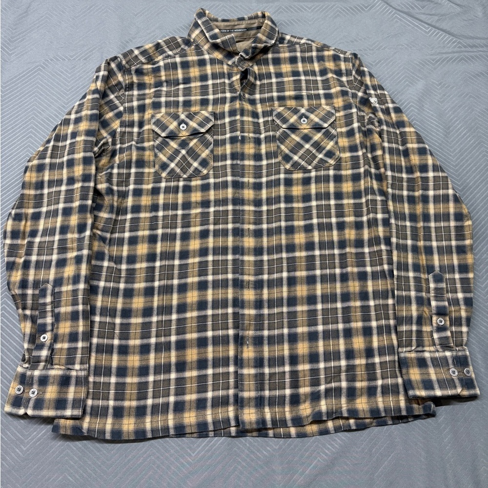 Kuhl Men's Casual Cotton Plaid Button Down Shirt Flannel - Black & Tan Size L
